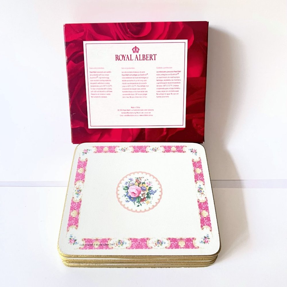 ✨2/$80, 3/$110✨Royal Albert Lady Carlyle Cork back Coasters - Set of 6, Y2K..